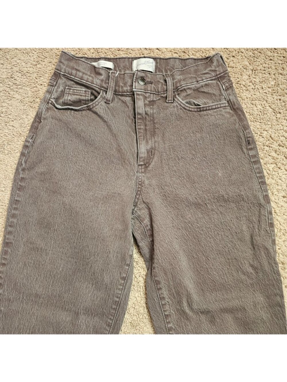 Universal Thread Jeans Womens 6/28R Brown Hi Rise Straight Raw Hem Denim Stretch - Picture 2 of 7
